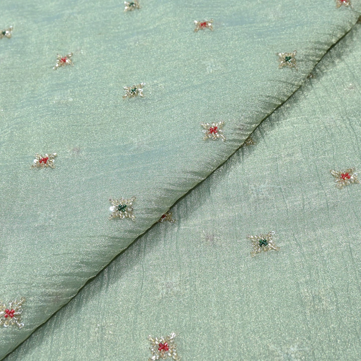Premium Dyed Organza Tissue Moti & Sequins Embroidery Fabric | FD3307-10