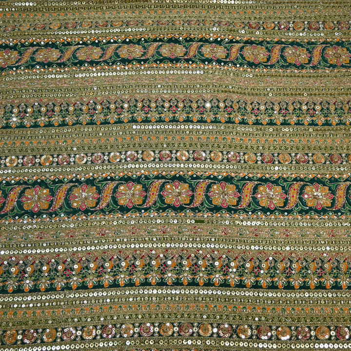 Royal Crepe Position Print Zari & Sequin Heavy Work Fabric