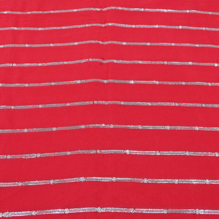 Premium Viscose Chinon Zari & Sequins Embroidery Fabric | V02661C-04