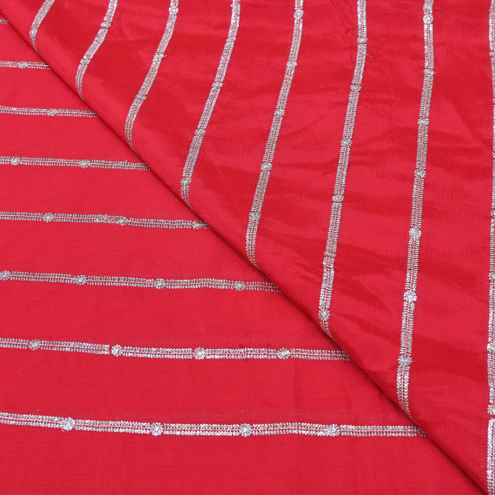 Premium Viscose Chinon Zari & Sequins Embroidery Fabric | V02661C-04