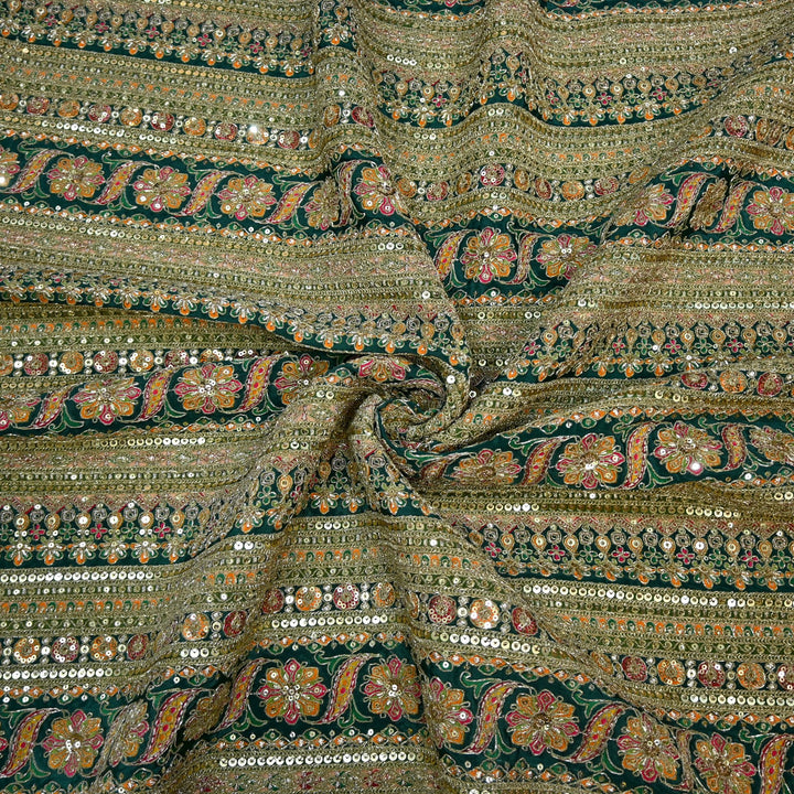 Royal Crepe Position Print Zari & Sequin Heavy Work Fabric