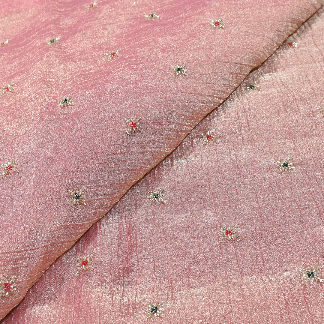 Premium Dyed Organza Tissue Moti & Sequins Embroidery Fabric | FD3307-11