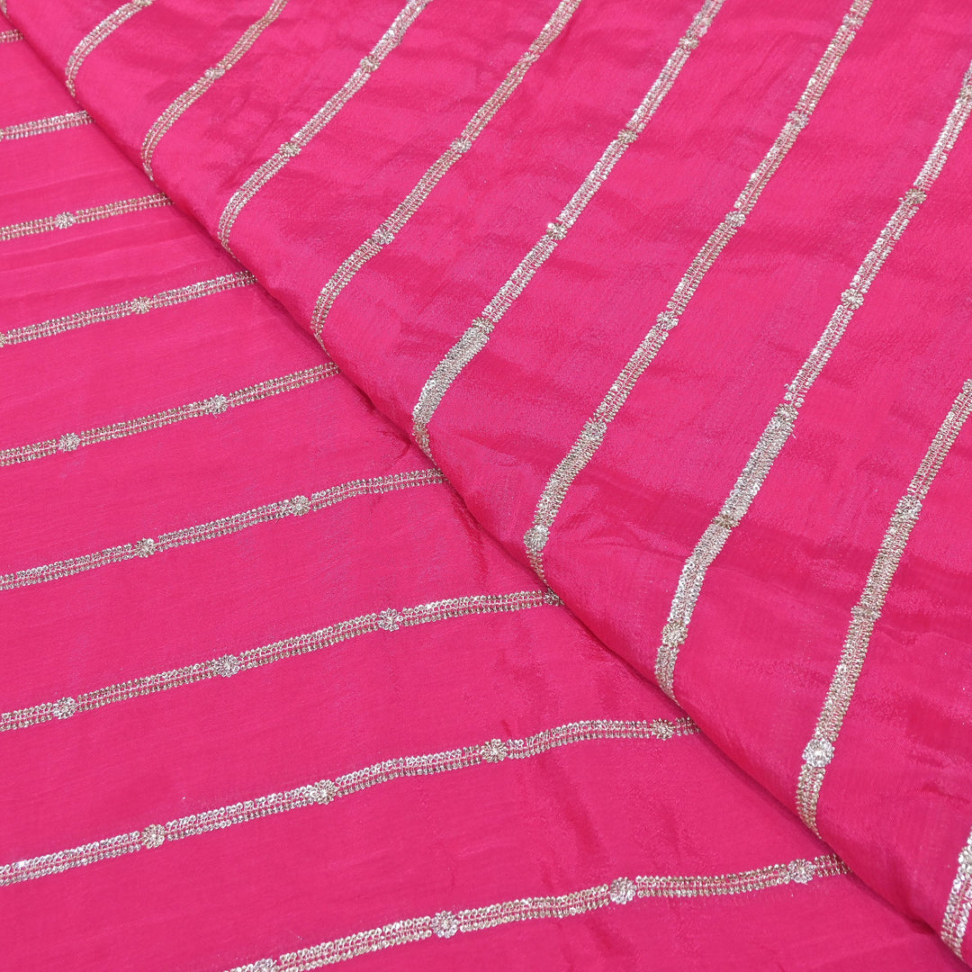 Premium Viscose Chinon Zari & Sequins Embroidery Fabric | V02661C-05