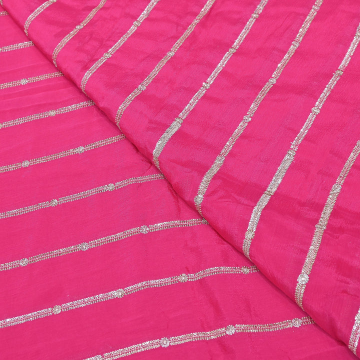 Premium Viscose Chinon Zari & Sequins Embroidery Fabric | V02661C-05