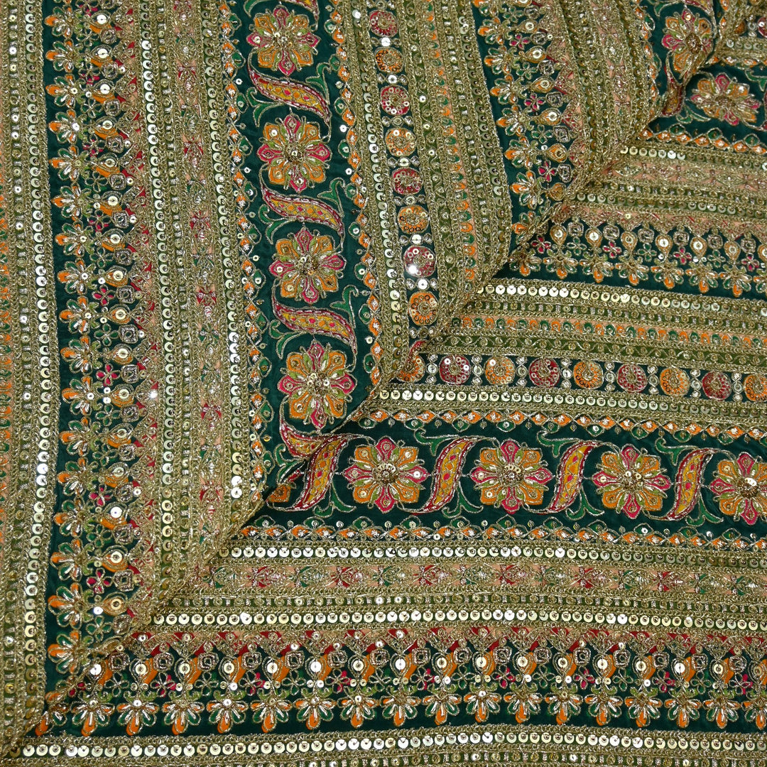 Royal Crepe Position Print Zari & Sequin Heavy Work Fabric