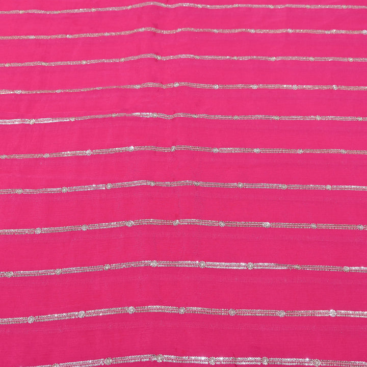 Premium Viscose Chinon Zari & Sequins Embroidery Fabric | V02661C-05