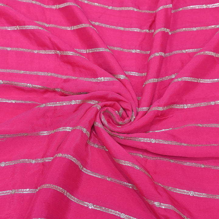 Premium Viscose Chinon Zari & Sequins Embroidery Fabric | V02661C-05