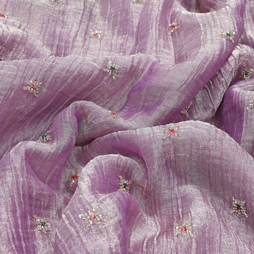 Premium Dyed Organza Tissue Moti & Sequins Embroidery Fabric | FD3307-12