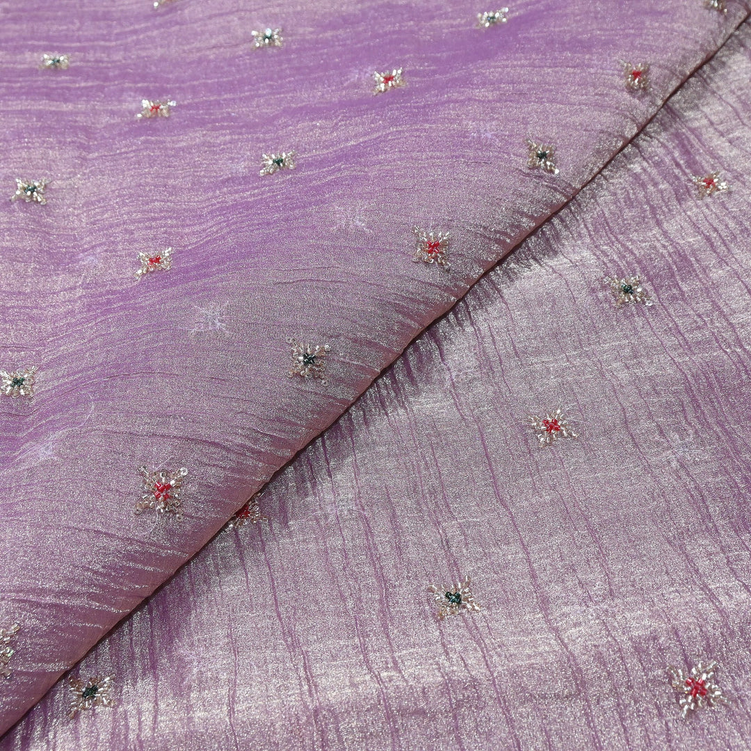 Premium Dyed Organza Tissue Moti & Sequins Embroidery Fabric | FD3307-12