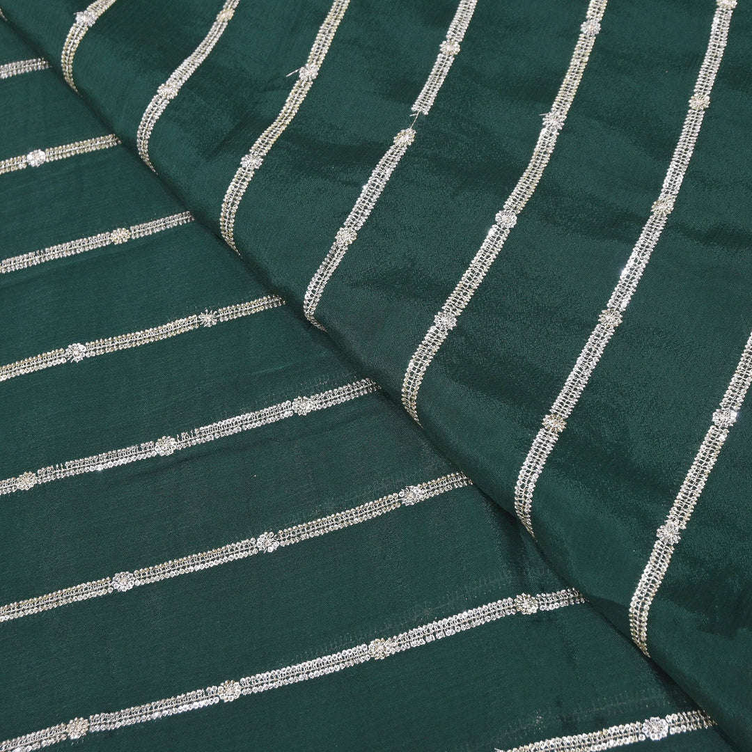 Premium Viscose Chinon Zari & Sequins Embroidery Fabric | V02661C-03