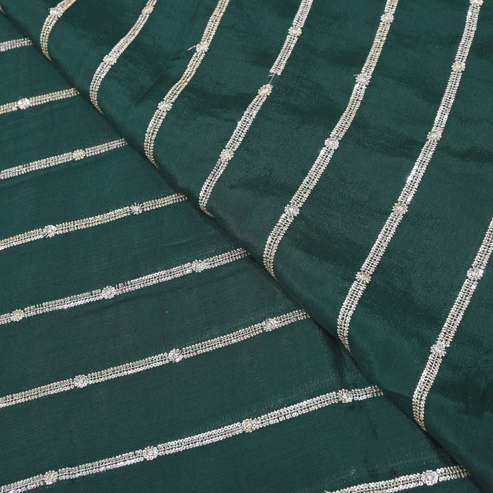 Premium Viscose Chinon Zari & Sequins Embroidery Fabric | V02661C-03