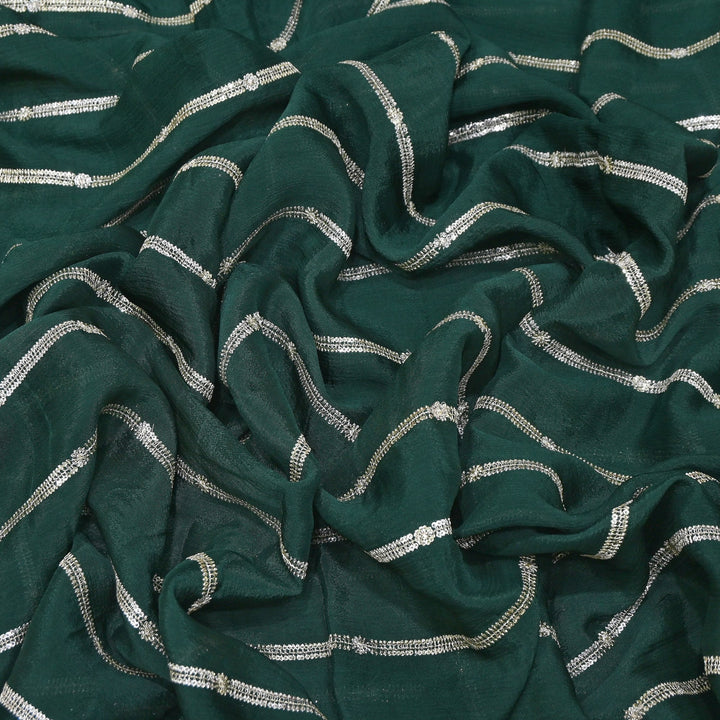 Premium Viscose Chinon Zari & Sequins Embroidery Fabric | V02661C-03