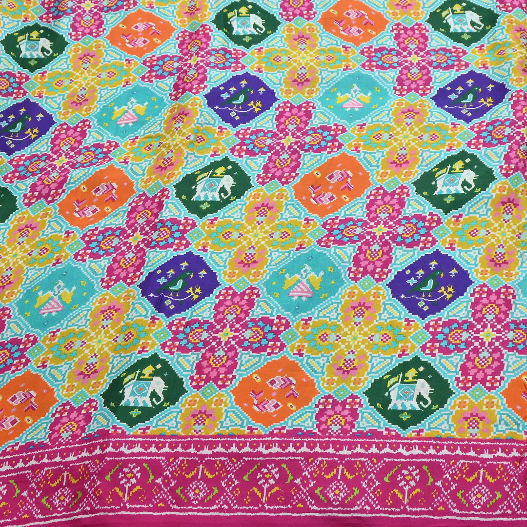 Premium Modal Satin Fabric with Traditional Patola Digital Print - 001416-P15