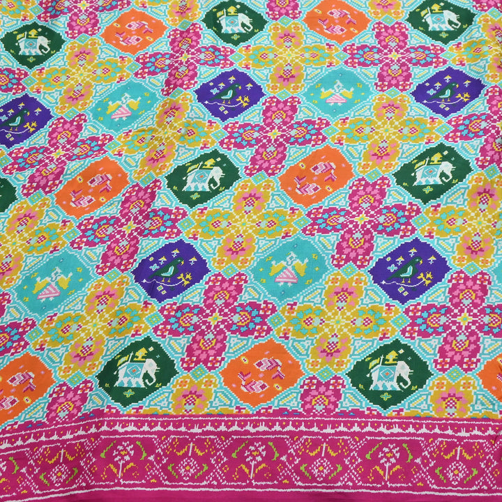 Premium Modal Satin Fabric with Traditional Patola Digital Print - 001416-P15
