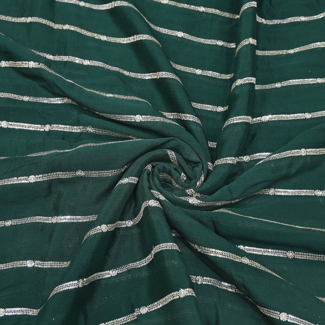 Premium Viscose Chinon Zari & Sequins Embroidery Fabric | V02661C-03