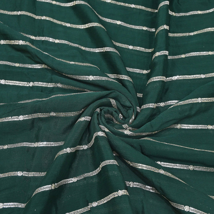 Premium Viscose Chinon Zari & Sequins Embroidery Fabric | V02661C-03