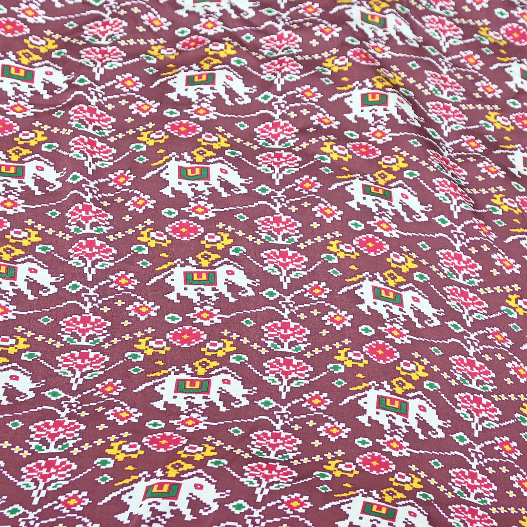 Premium Modal Satin Fabric with Traditional Patola Digital Print - 001416-P14