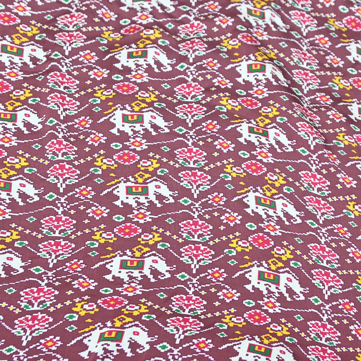Premium Modal Satin Fabric with Traditional Patola Digital Print - 001416-P14