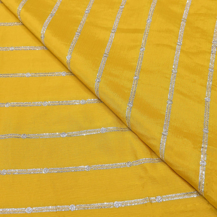 Premium Viscose Chinon Zari & Sequins Embroidery Fabric | V02661C-02