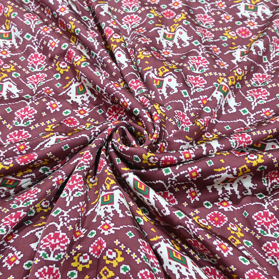 Premium Modal Satin Fabric with Traditional Patola Digital Print - 001416-P14