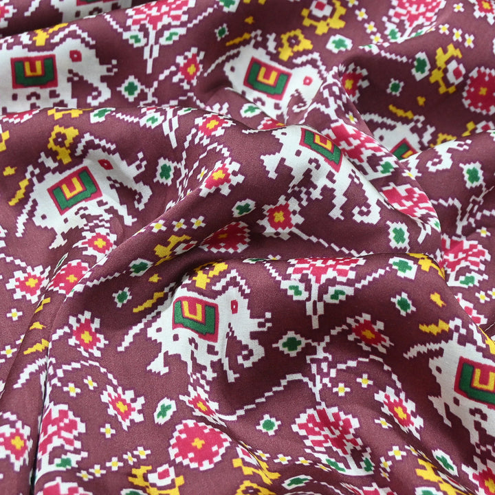 Premium Modal Satin Fabric with Traditional Patola Digital Print - 001416-P14