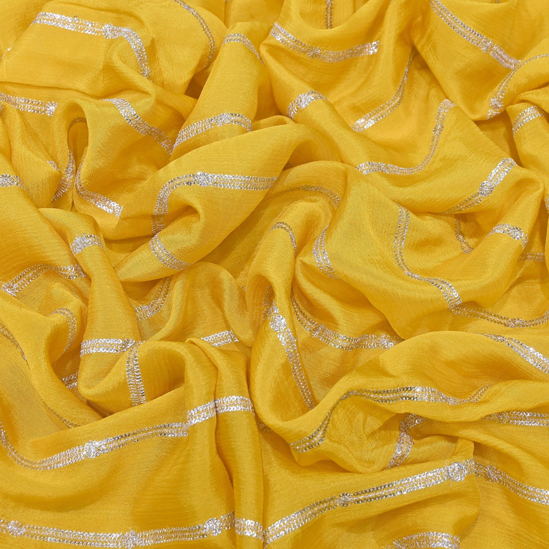 Premium Viscose Chinon Zari & Sequins Embroidery Fabric | V02661C-02