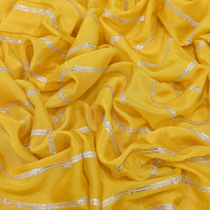 Premium Viscose Chinon Zari & Sequins Embroidery Fabric | V02661C-02