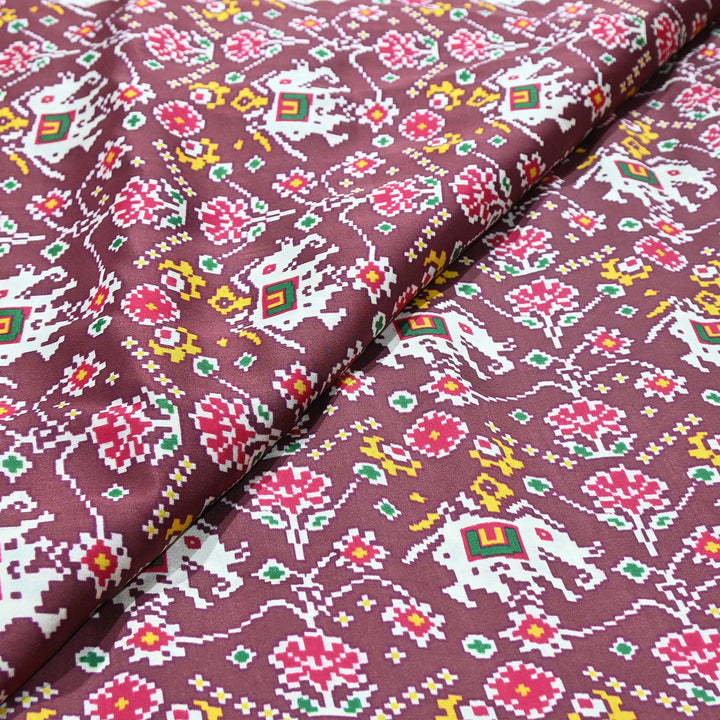 Premium Modal Satin Fabric with Traditional Patola Digital Print - 001416-P14