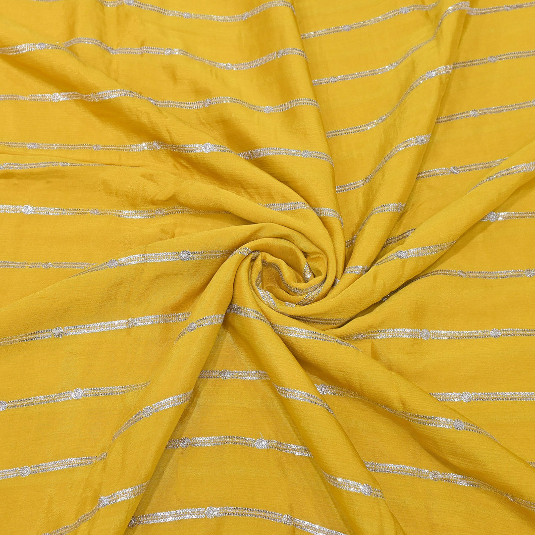 Premium Viscose Chinon Zari & Sequins Embroidery Fabric | V02661C-02