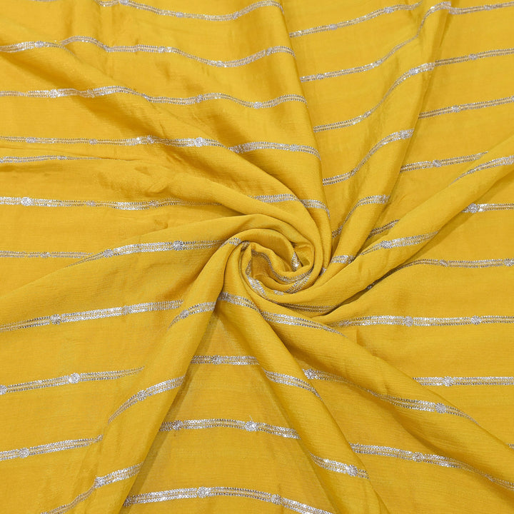Premium Viscose Chinon Zari & Sequins Embroidery Fabric | V02661C-02