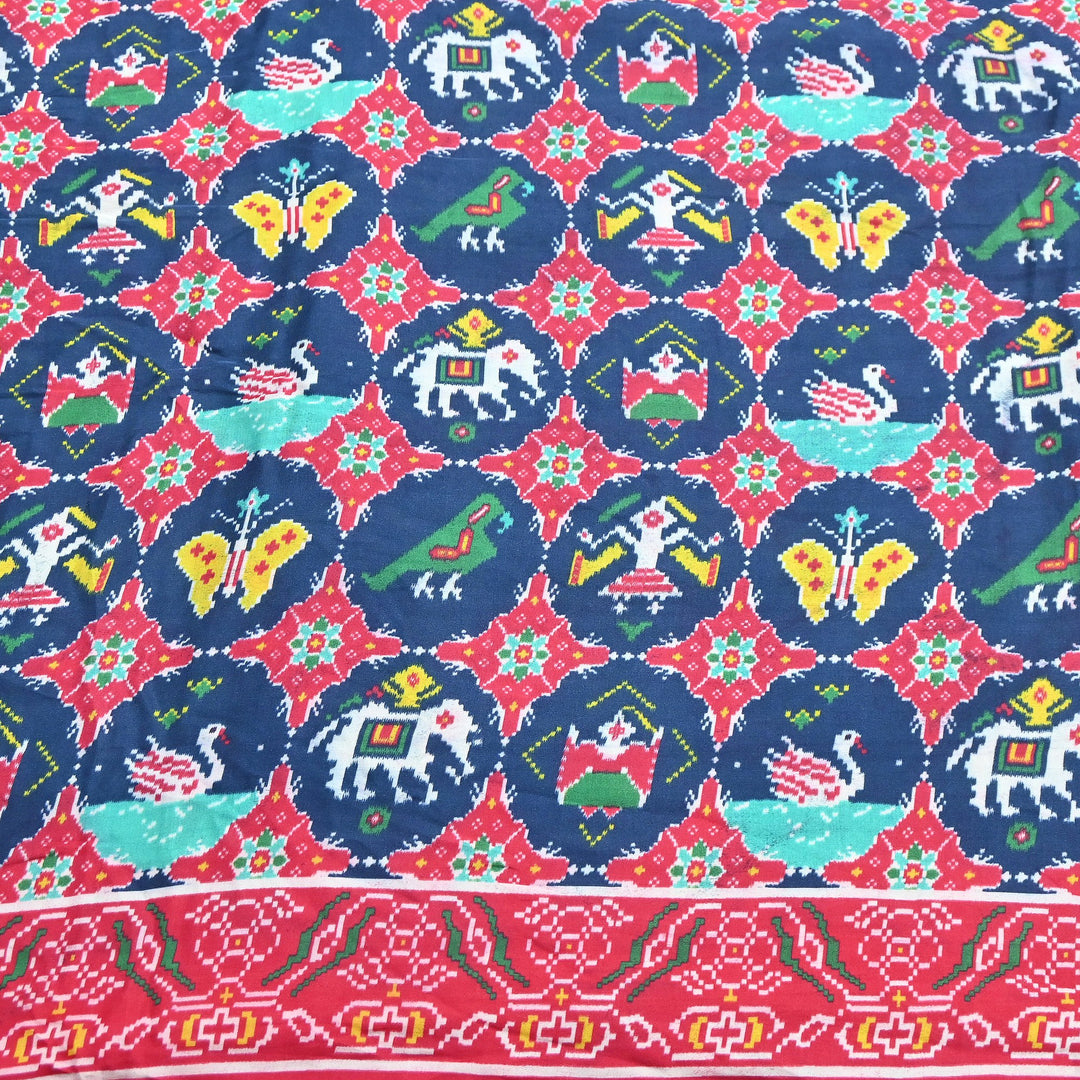 Premium Modal Satin Fabric with Traditional Patola Digital Print - 001416-P13