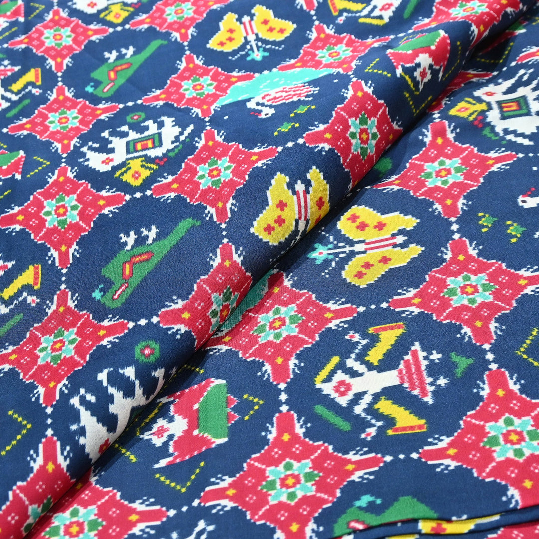 Premium Modal Satin Fabric with Traditional Patola Digital Print - 001416-P13