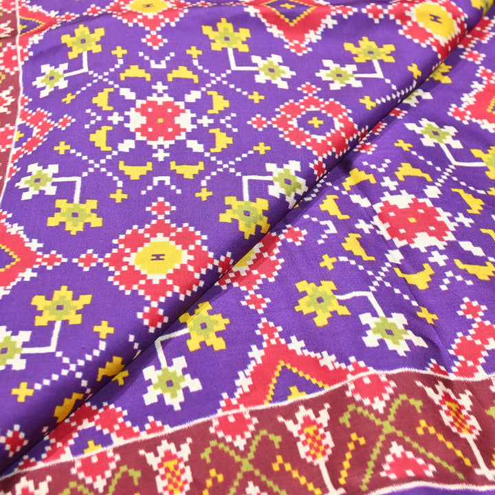 Premium Modal Satin Fabric with Traditional Patola Digital Print - 001416-P12