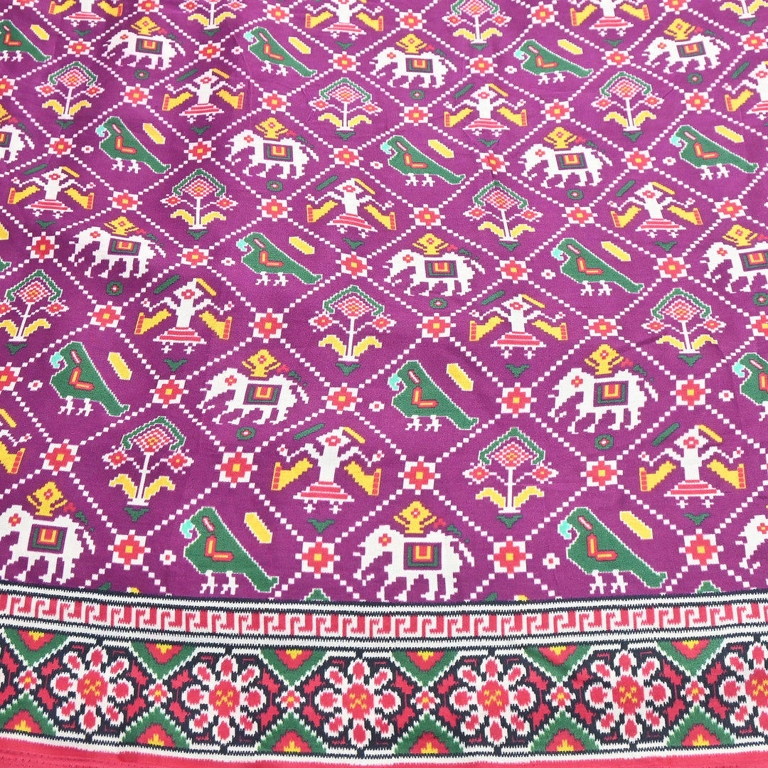 Premium Modal Satin Fabric with Traditional Patola Digital Print - 001416-P11