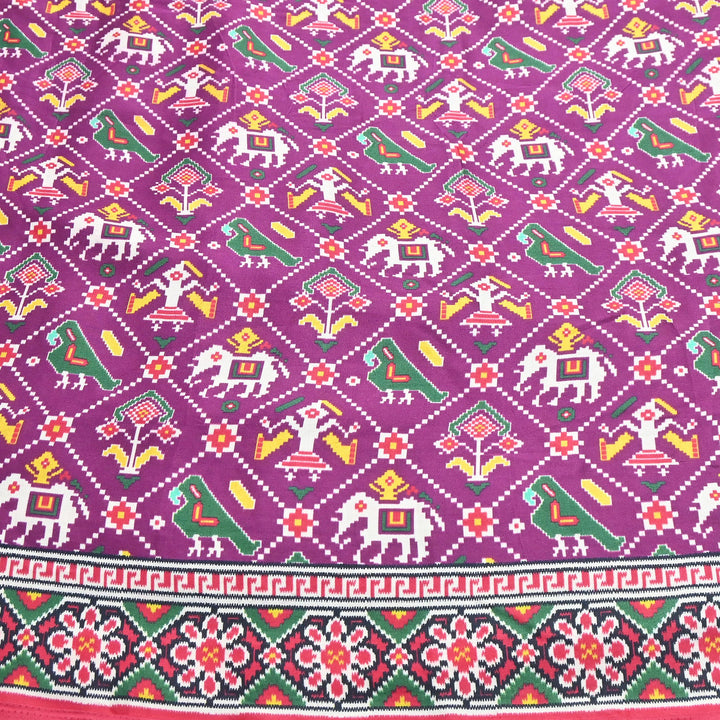 Premium Modal Satin Fabric with Traditional Patola Digital Print - 001416-P11