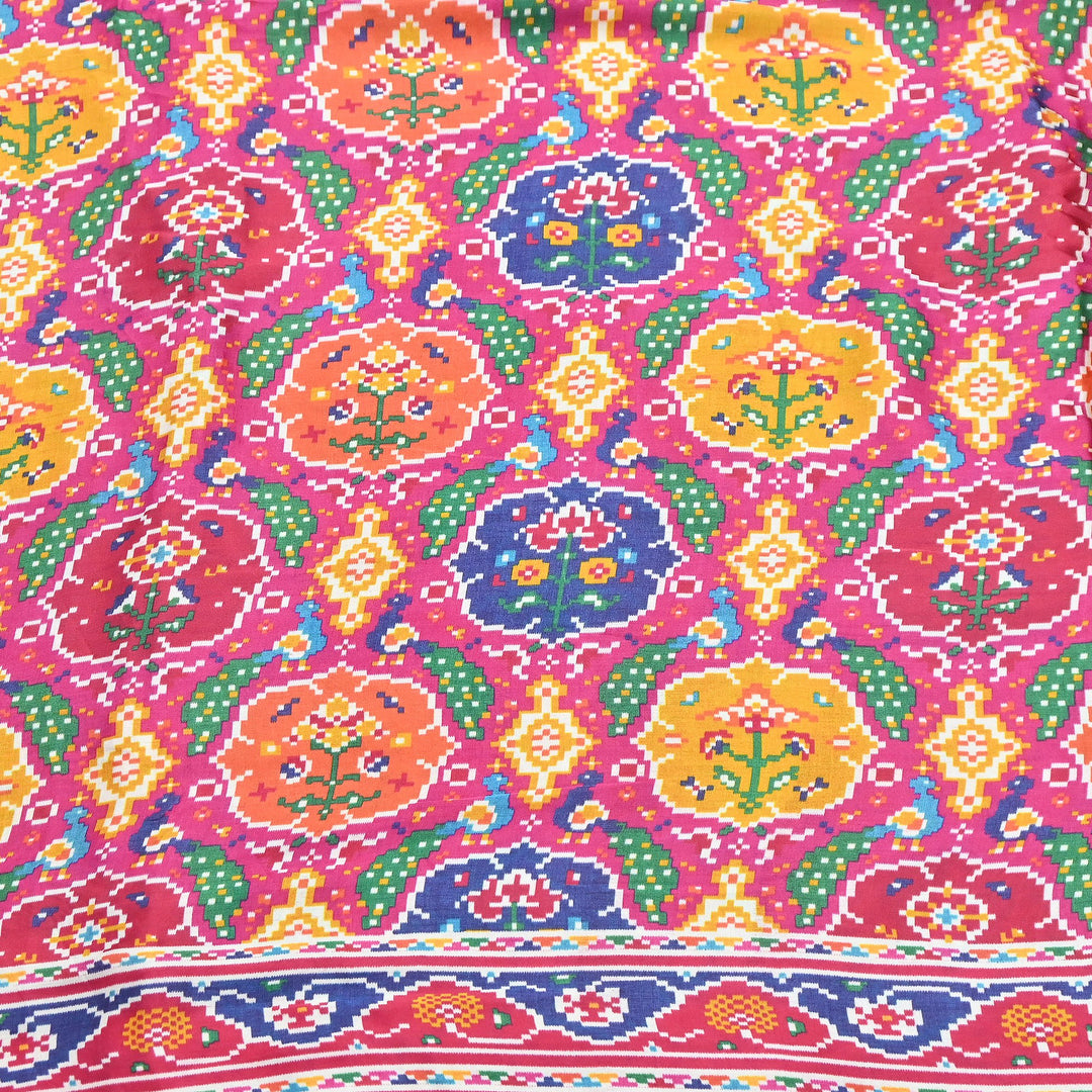 Premium Modal Satin Fabric with Traditional Patola Digital Print - 001416-P10