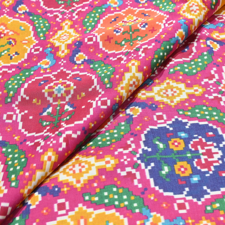 Premium Modal Satin Fabric with Traditional Patola Digital Print - 001416-P10