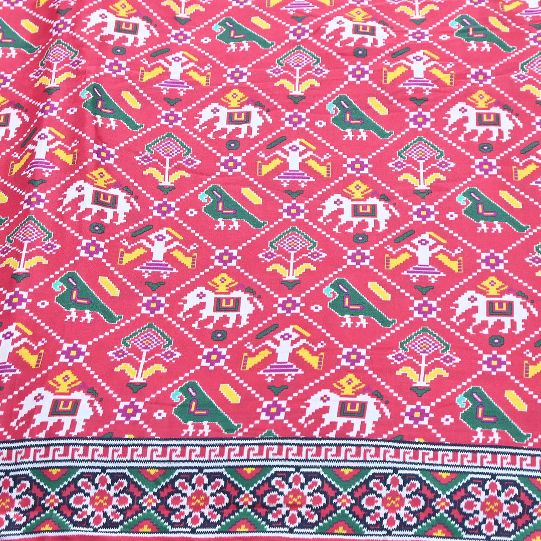 Premium Modal Satin Fabric with Traditional Patola Digital Print - 001416-P9