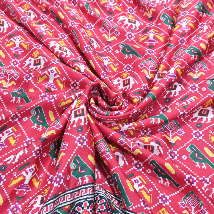 Premium Modal Satin Fabric with Traditional Patola Digital Print - 001416-P9