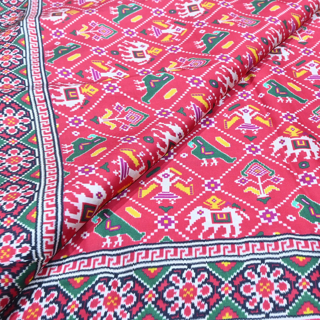 Premium Modal Satin Fabric with Traditional Patola Digital Print - 001416-P9