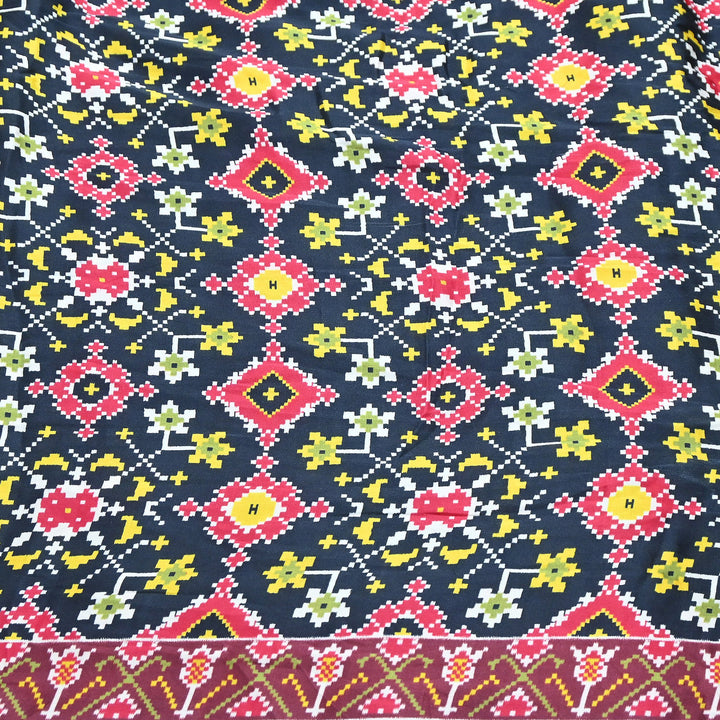 Premium Modal Satin Fabric with Traditional Patola Digital Print - 001416-P8