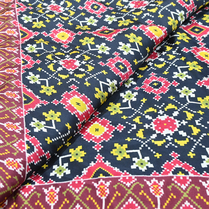 Premium Modal Satin Fabric with Traditional Patola Digital Print - 001416-P8