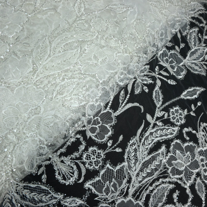 Shand Lace Patches & Cut Dana Sequins Work on Net Fabric