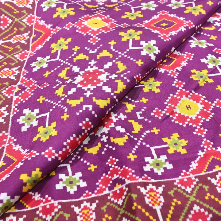 Premium Modal Satin Fabric with Traditional Patola Digital Print - 001416-P7