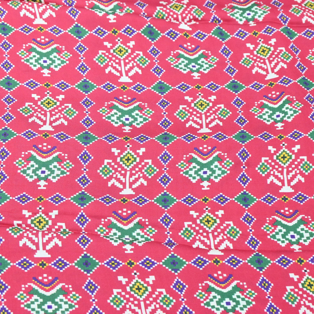 Premium Modal Satin Fabric with Traditional Patola Digital Print - 001416-P6