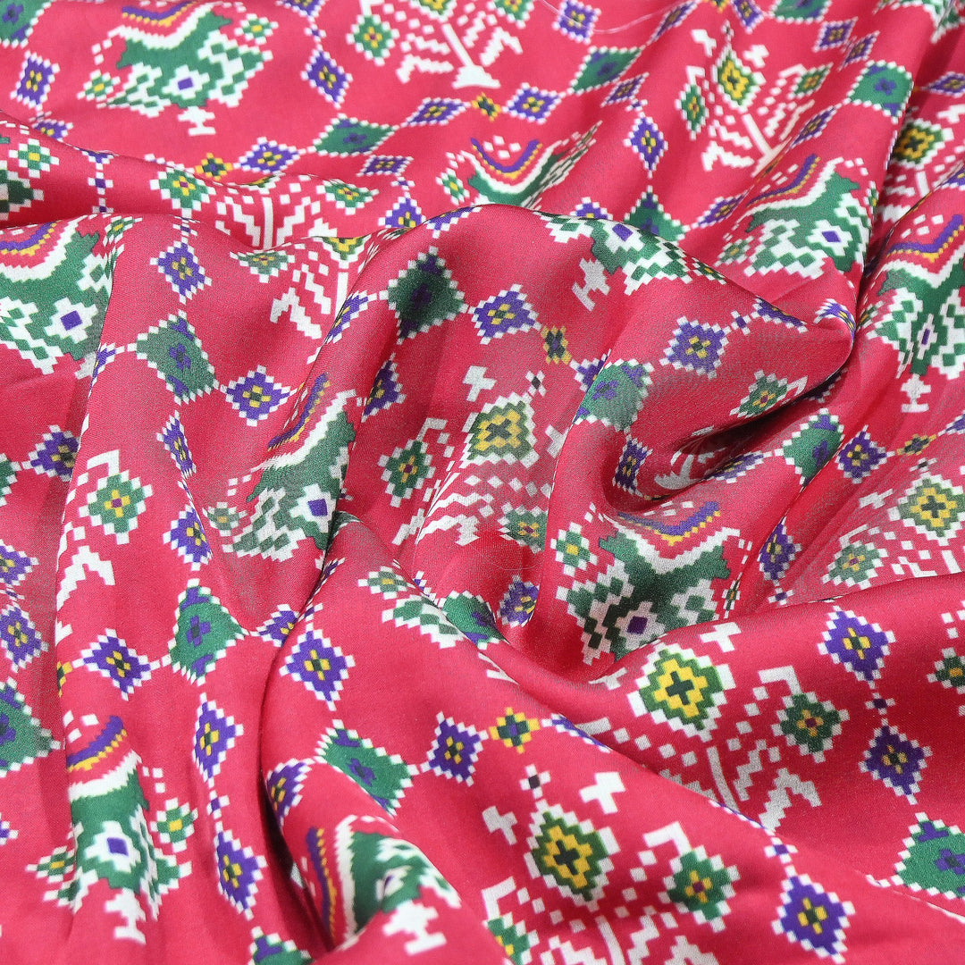 Premium Modal Satin Fabric with Traditional Patola Digital Print - 001416-P6