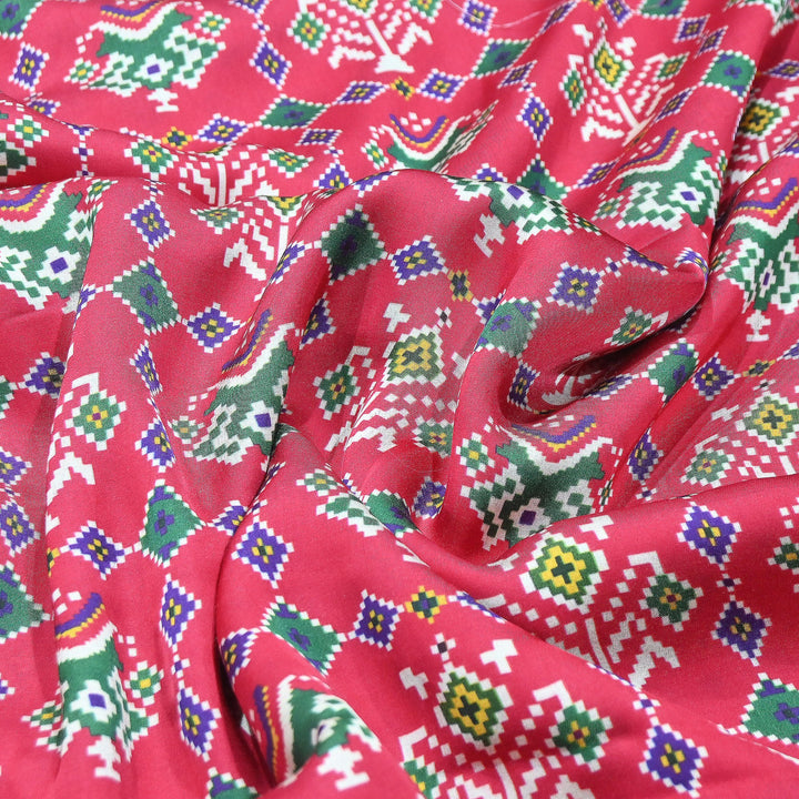 Premium Modal Satin Fabric with Traditional Patola Digital Print - 001416-P6