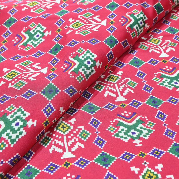 Premium Modal Satin Fabric with Traditional Patola Digital Print - 001416-P6