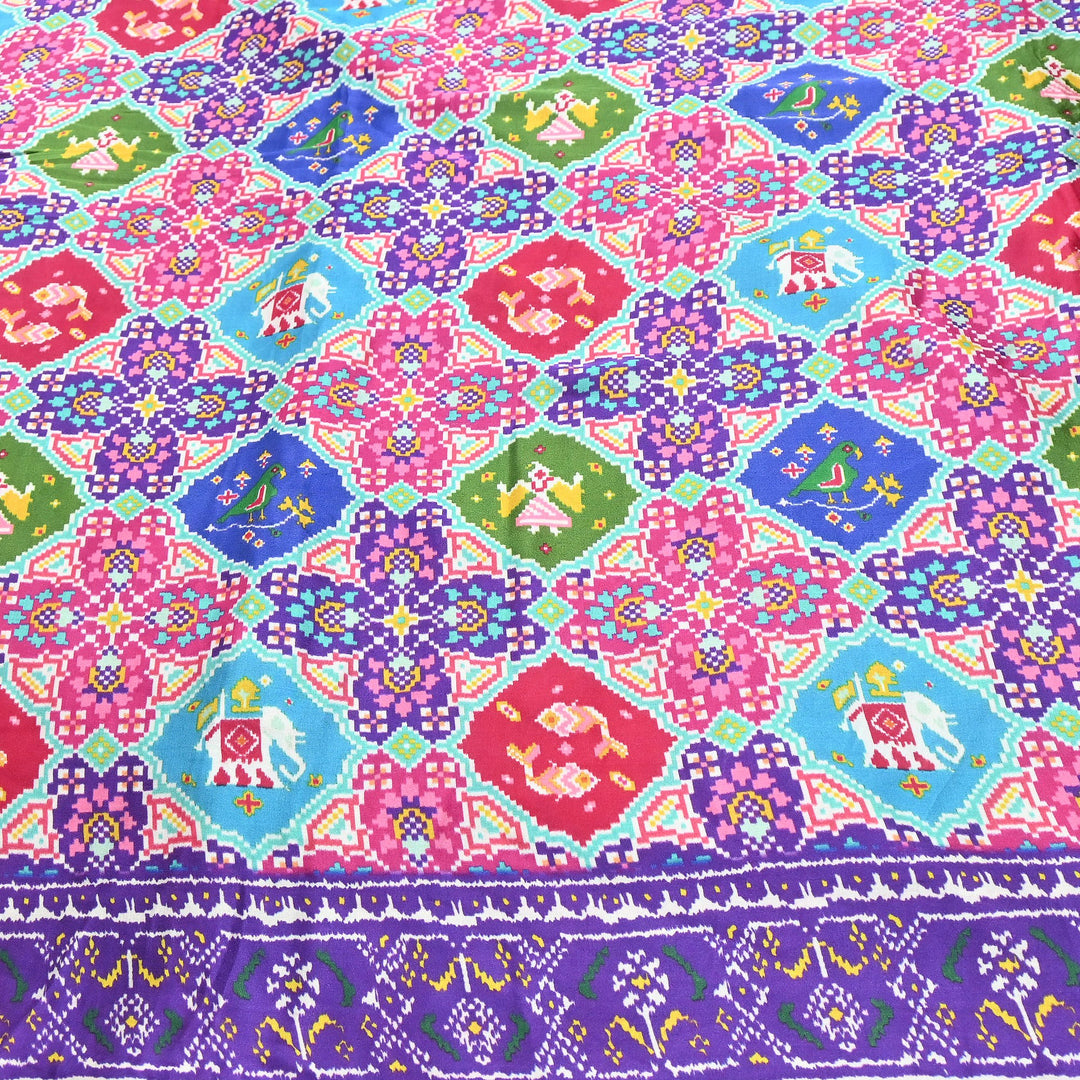 Premium Modal Satin Fabric with Traditional Patola Digital Print - 001416-P5