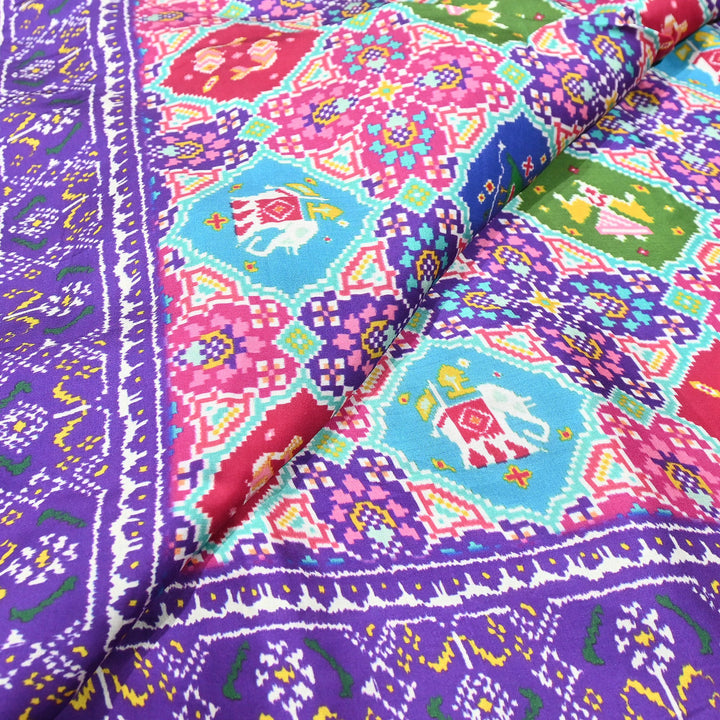 Premium Modal Satin Fabric with Traditional Patola Digital Print - 001416-P5